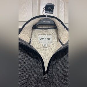 Orvis men's 1/4 zip fleece-lined pullover in gray #Outdoor #Warm #StayWarm
